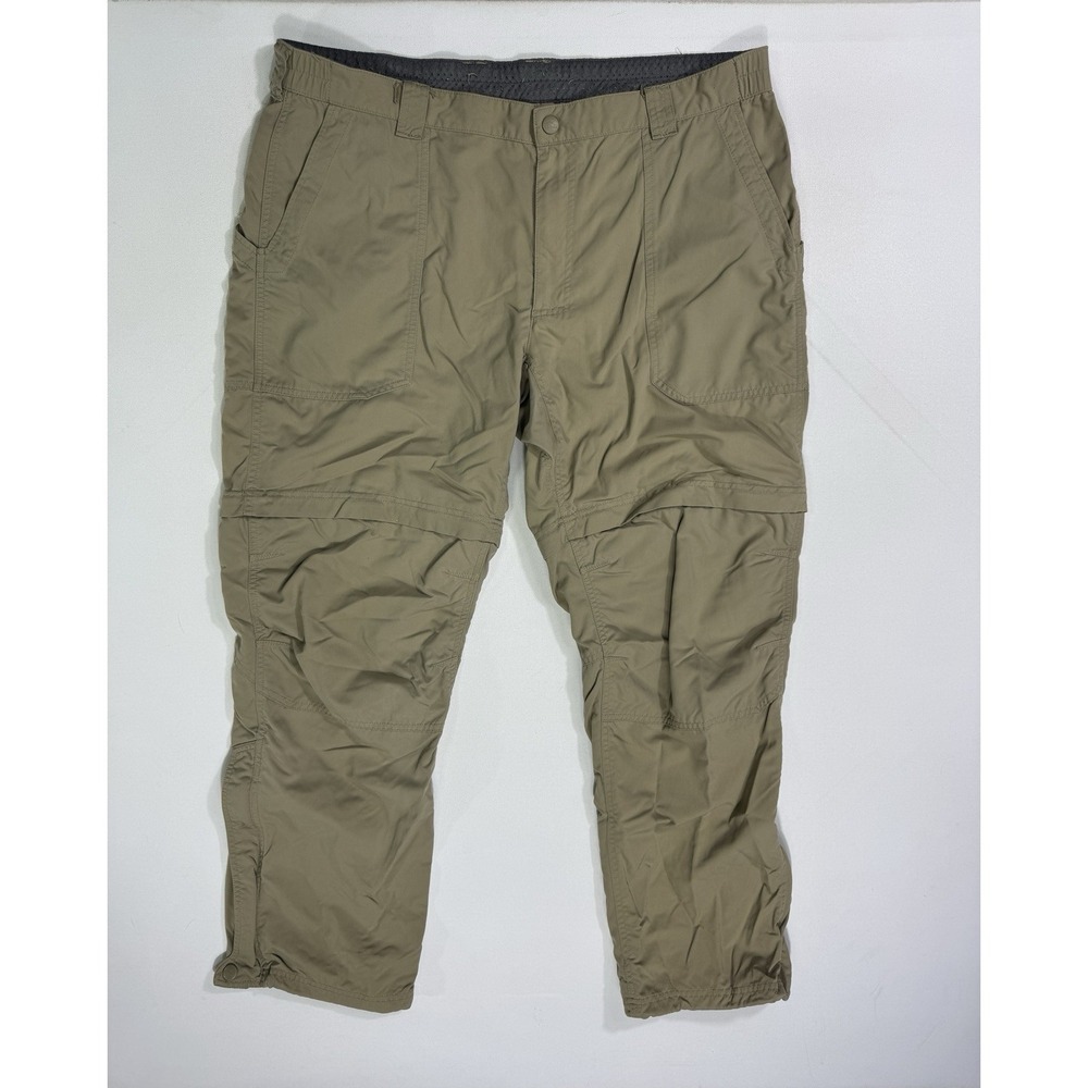 LL Bean Men XL Nylon Hiking Convertible Pants Zip Off Gorpcore Utility Tan